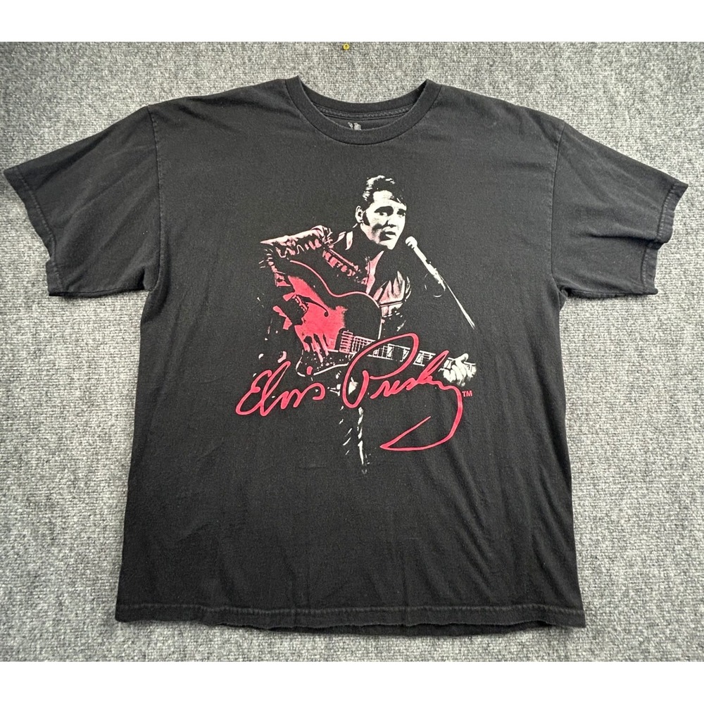Zion Rootswear Elvis Presley Black Graphic Tee Shirt Mens XL Rock Music Signatur